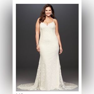 NWT Davids Bridal GALINA  ADD TO WISHLIST Low- Back Soft Lace Wedding Dress